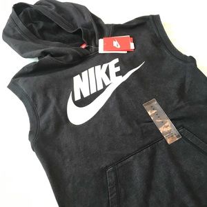 Nike Sleeveless Hoodie Top Faded Black Gray SIze M